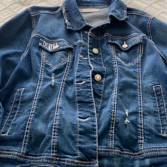 Jackets & Blazers - Vintage jean jacket distressed.